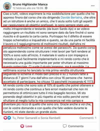 Testimonianza di Bruno Manca sul Metodo Celestino per l'Abbondanza