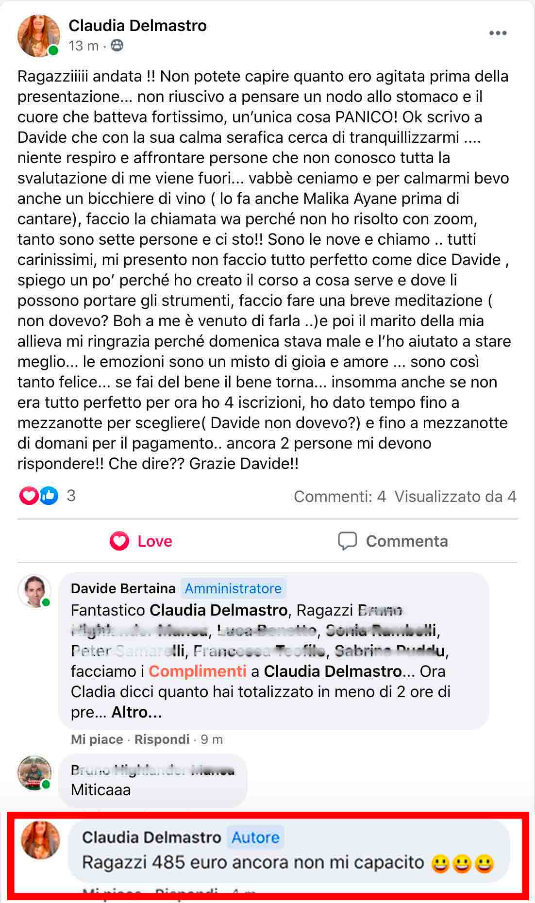 Testimonianza di Claudia Delmastro sul Metodo Celestino